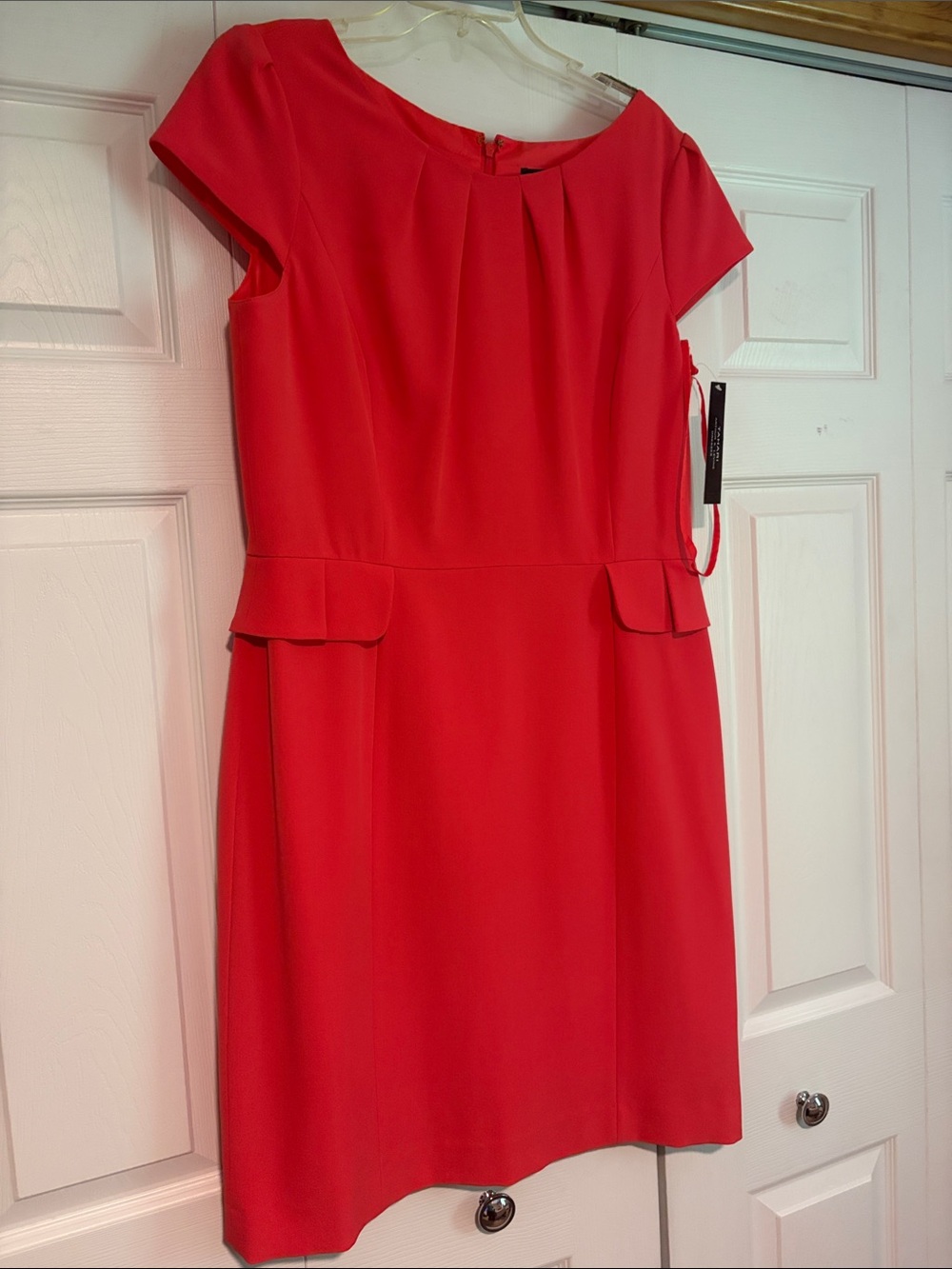 Cap-Sleeve Orange Sheath Dress